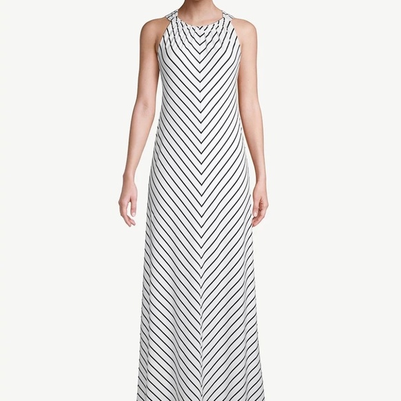 Chico's Dresses & Skirts - Chico’s Sleeveless Halter-Neck Striped Maxi Dress EUC